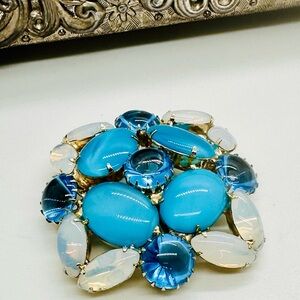Vintage Blue Rhinestone Brooch
